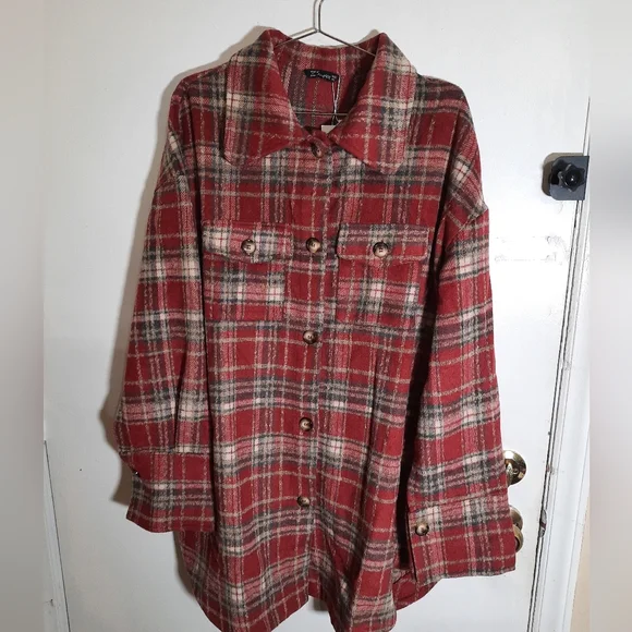 Oversized Button Up Polyester Wool Blend Shacket Coat Size Xl. - Picture 8 of 17